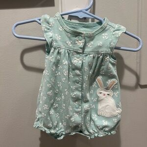 Newborn Carter's Floral Bunny/Rabbit Shorts Romper Outfit Easter